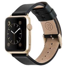 Black Apple Watch With Gold Band Monowear Black Leather Band Yellow Gold Luxury Adapter 42mm Apple Watch Bands Leather Apple Watch Fashion Apple Watch Bands Women