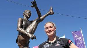 (photo by wayne taylor/getty images). Tayla Harris Statue Online Comments Mocking Aflw Star