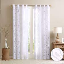 • opaque fabric blocks most light… Amazon Com Madison Park Semi Sheer Curtain Modern Contemporary Botanical Print Out Design Grommet Top Window Drapes For Living Room Bedroom And Dorm 50x84 Bird White Home Kitchen
