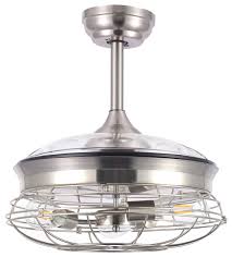 72 turbina xl dc bronze industrial cage led ceiling fan $ 399.99. Modern Industrial Retractable Ceiling Fan With Remote Control 36 Industrial Ceiling Fans By Star Home Decor Houzz
