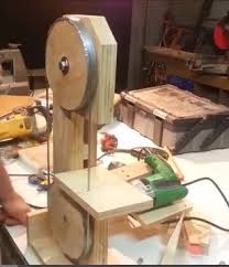 Drill Powered Bandsaw By Izzy Swan Homemade Drill Powered Bandsaw Constructed From Plywood Nuts Bolts An Woodshop Tools Antique Woodworking Tools Bandsaw