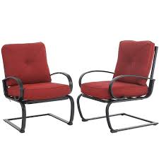 Shop allen + roth truxton stackable white metal frame stationary dining chair(s) with red sling seat in the patio chairs department at lowe's.com. 2pc Metal Patio Spring Chairs With Cushions Red Captiva Designs Target