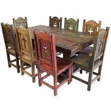 Iron can be oxidized or painted. Rustic 9 Pc Mexican Dining Trestle Table Set W Chairs Handmade Multicolor Wood Homedecor Fu Rustic Living Room Furniture Furniture Decor Home Decor Styles