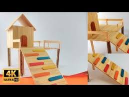 Hamster toys today i want to show you a simple solution for your hamster games. How To Make A Hamster House Using Popsicle Sticks Youtube