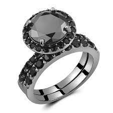 Caperci Black Sterling Silver Round Black Diamond Spinel Solitaire Bridal Wedding R Black Diamond Jewelry Wedding Rings Solitaire Black Diamond Ring Engagement