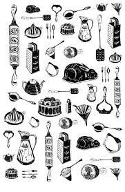 kitchenalia illustration design graphique illustration linogravure