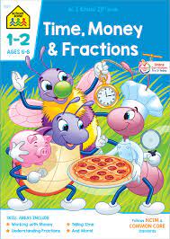 Kids review their addition and subtraction facts, as well as on this second grade math worksheet, kids solve money word problems about making change on a fun trip to the toy store. School Zone Time Money Fractions Workbook 64 Pages Ages 6 To 8 1st Grade 2nd Grade Math Equal Parts Adding Money Telling Time And More School Zone I Know