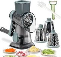 5-Blade Rotary Cheese Grater - Vegetable Slicer With Suction Base & Stickers