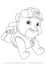 Learn How To Draw Rubble From Paw Patrol Paw Patrol Step By Step Drawing Tutorials Paw Patrol Coloring Pages Paw Patrol Coloring Rubble Paw Patrol