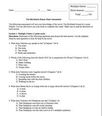 Birchbark House Assessment Birch Bark Assessment House Quiz