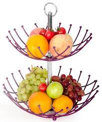 Kitchen storage for bananas, cuties, apples, limes, avocados. Fruit Basket Stand By Luxe Premium Purple 2 Tier Fresh Veggie Holder Iron Wire For Large Capacity Modern Kitchen Countertop Storage For Exotic Tropical Fruits Bananas Apples Buy Online In United