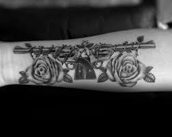 Skull gun n roses tattoo design. 40 Guns And Roses Tattoo Designs For Men Hard Rock Band Ink Ideas