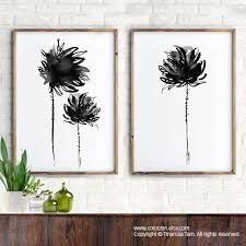 Black And White Framed Art Set Of 2 Abstract Flower Prints Set Of 2 Prints Flower Watercolor Painting Black And White Wall Art Abstract Ink Blurred Flowers Flower Prints Art Abstract Flower Art Abstract Flowers Print