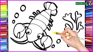 How to draw a lobster. How To Draw A Lobster For Kids Lobster Coloring And Drawing Learn Colors Kidkids Tv Kids Youtube