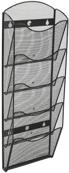 5 pocket wall mounted file hanging organizer metal mesh office home folder binder holder magazine mail rack + hardware, black. 5 Tier Wall Mount Magazine Display Black Steel
