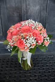 We can deliver flowers around the world. Kroger Custom Coral Wedding Bridal Bouquet Babys Breath And Roses Http Www Ftdfloristsonline Coral Wedding Flowers Coral Bouquet Wedding Bridesmaid Flowers