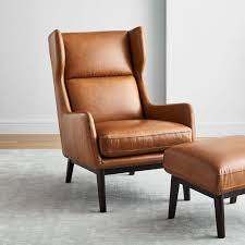 mid century show wood high back leather chair in 2020 brown leather chairs chair and ottoman set leather chair