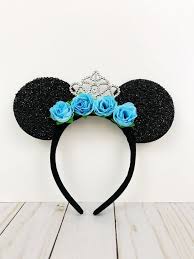 Cinderella Mickey Ears Blue Floral Princess Minnie Disney Etsy In 2020 Disney Headbands Disney Minnie Mouse Ears Mickey Ears