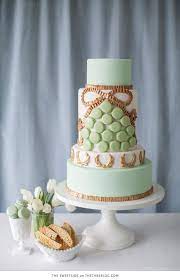 Sage green wedding cake with gold drip. 10 Gorgeously Green Cakes The Cake Blog