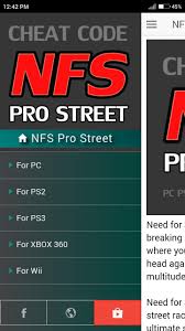Gaming accessories and cheat devices for pokemon go, nintendo 3ds, nintendo ds, ps4, ps3, ps2, gamecube, wii and wii u. Cheat Code For Need For Speed Pro Street Games Nfs For Android Apk Download