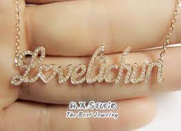 Our personalized necklace in 925 sterling silver provides you with an opportunity to show off a little bit of yourself in a more dainty and. Diamond Nameplate Necklace In Solid 18k Gold Personalized Name Etsy