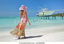Girl on the beach. great exuma, bahamas. | CanStock