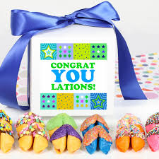 Send congratulations with our gifts ideas for getting new job, passing exams or promotion online. Congratulations Fortune Cookies Chocolate Covered Fortune Cookies Fortune Cookie Gifts