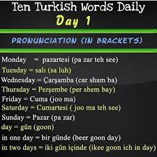 Learn Turkish Fast On Instagram: “Learn Turkish Fast. Day 1. Days Of The  Week In Turkish. Learn Turkis… | Learn Turkish Language, Turkish Lessons,  Turkish Language