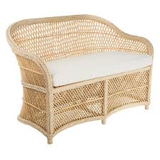 Kouboo Tonga Rattan Loveseat Indoor Bench Rattan Loveseat Love Seat Seater Sofa