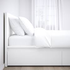Malm Bedframe Hoog Met 2 Bedlades Wit Lonset 90x200 Cm In 2020 Hoge Bedden Lattenbodems En Bed Met Lades