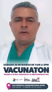Hoy el Dr Tomas Elías Martínez Muñoz las invita este sábado 25 de Marzo a  que traigas a tu hija a las instalaciones de la Liga Contra el Cáncer  Seccional Sucre desde las 7am y 2pm para que le apliquen ...