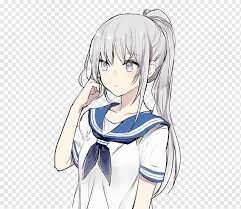 For more on drawing anime hair you. Anime Drawing Ponytail Hair Manga Anime White Face Black Hair Png Pngwing