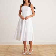 Tie Shoulder Backless Cami Midi Dress in Cotton – shopaleena