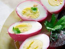 Made With Hard Boiled Eggs Beets Cider Vinegar Salt Onion Sugar Cloves Cdkitchen Com Pickled Eggs Cloves Recipes Beet Recipes