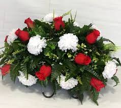 Christmas Cemetery Flowers Headstone Saddle Grave Etsy Cemetery Flowers Memorial Flowers Grave Decorations
