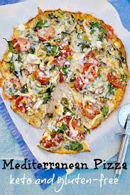 Gluten Free Keto Mediterranean Pizza Only Gluten Free Recipes Recipe Mediterranean Pizza Cauliflower Pizza Recipe Cauliflower Crust Pizza