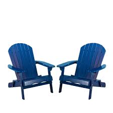 Noble House Obadiah Navy Blue Folding Wood Adirondack Chair 2 Pack 40714 The Home Depot Adirondack Chair Wood Adirondack Chairs Noble House