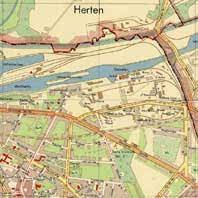 Der binnenhafen wird als eine wichtige verbindung zum mittellandkanal angesehen. Stadtplan 1958