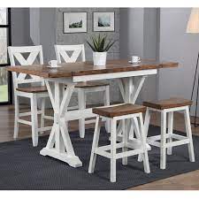 Leather stools are always popular and if you choose to go down this path it is wise to wipe your stools over with leather conditioner at least once as long as you keep cohesion within your mix match collection then the results should always be gorgeous. Winners Only Pacifica Counter Height Dining Set With Miss Matched Stools Conlin S Furniture Pub Table And Stool Sets
