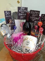 50% off with code zspecialnews. 50th Birthday Gift Basket With Personalized Wine Glass And Mug Items From Dollar Tree Except For 50th Birthday Presents 50 Birthday Gift Baskets 50th Birthday