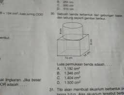 Sebuah Benda Terbentuk Dari Gabungan Balok Dan Tabung Seperti Gambar Berikut Luas Permukaan Benda Brainly Co Id