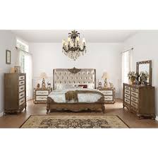 Product type sleigh bedroom set. Acme Orianne 4pc California King Bedroom Set Champagne Leatherette And Antique Gold