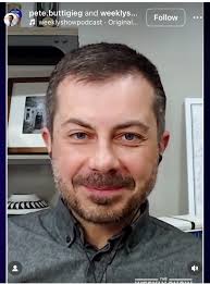 My morning coffee did not prepare me for Pete Buttigieg with a beard.