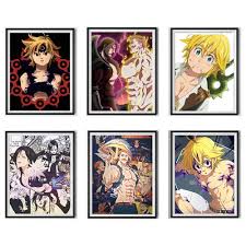 Dessin seven deadly sins meliodas demon. Lot De 6 Impressions Artistiques Sur Toile Avec Inscription Seven Deadly Sins Merlink Demon King Meliodas Escanor Pour Decoration Interieure 20 3 X 25 4 Cm Sans Cadre Circulaire En Ligne