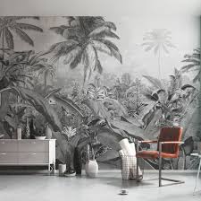 Black And White Mural Wall Jungle Wallpaper In Black And White Mural Non Woven Wall Mural In Standard Sizes Or Custom Made Mural The Fra Jungle Wallpaper Jungle Mural Jungle Wall Mural