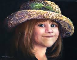 Portrait of red-haired girl pastel painting