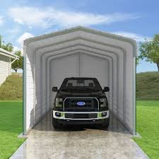 Use a carport as storage for boats, tractors or trailers too. Versatube 3 Sided 12x20x10 Classic Steel Carport Kit C3e012200100