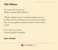 Walt Whitman Poem By James Mcintyre