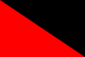 Black white green with a red triangle flag palestine stock photo. Anarcho Syndicalism