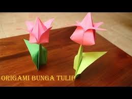 Cara Membuat Origami Bunga Tulip 3 Dimensi Sederhana Youtube Origami Bunga Dari Origami Bunga Tulip
